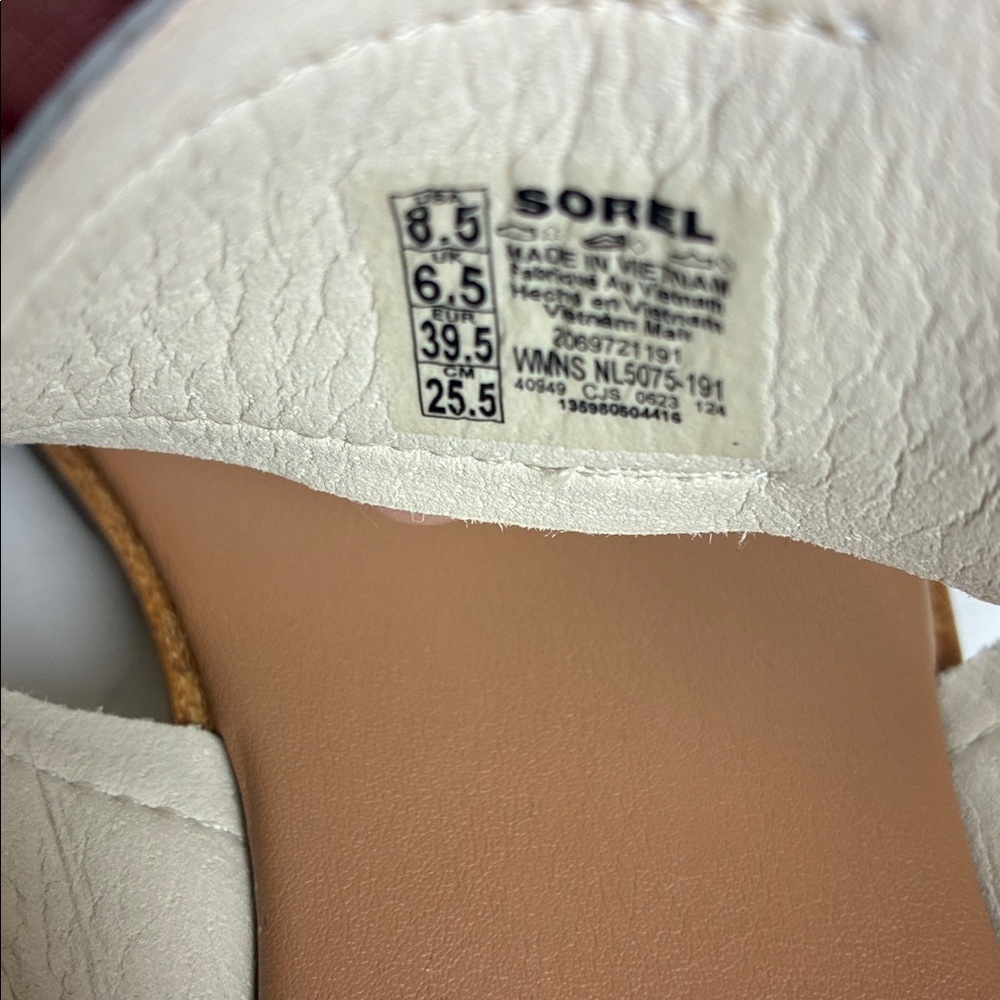 SOREL Ella III Slingback Women's Size 8.5 Chalk Gum 2 Leather Flat Sandal Slides - Picture 12 of 16
